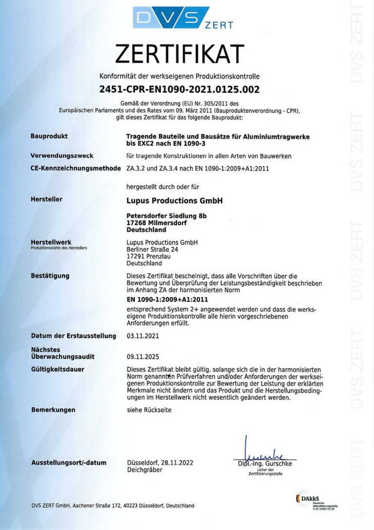 Seite 1 Konformität werkseigener Produktionskontrolle